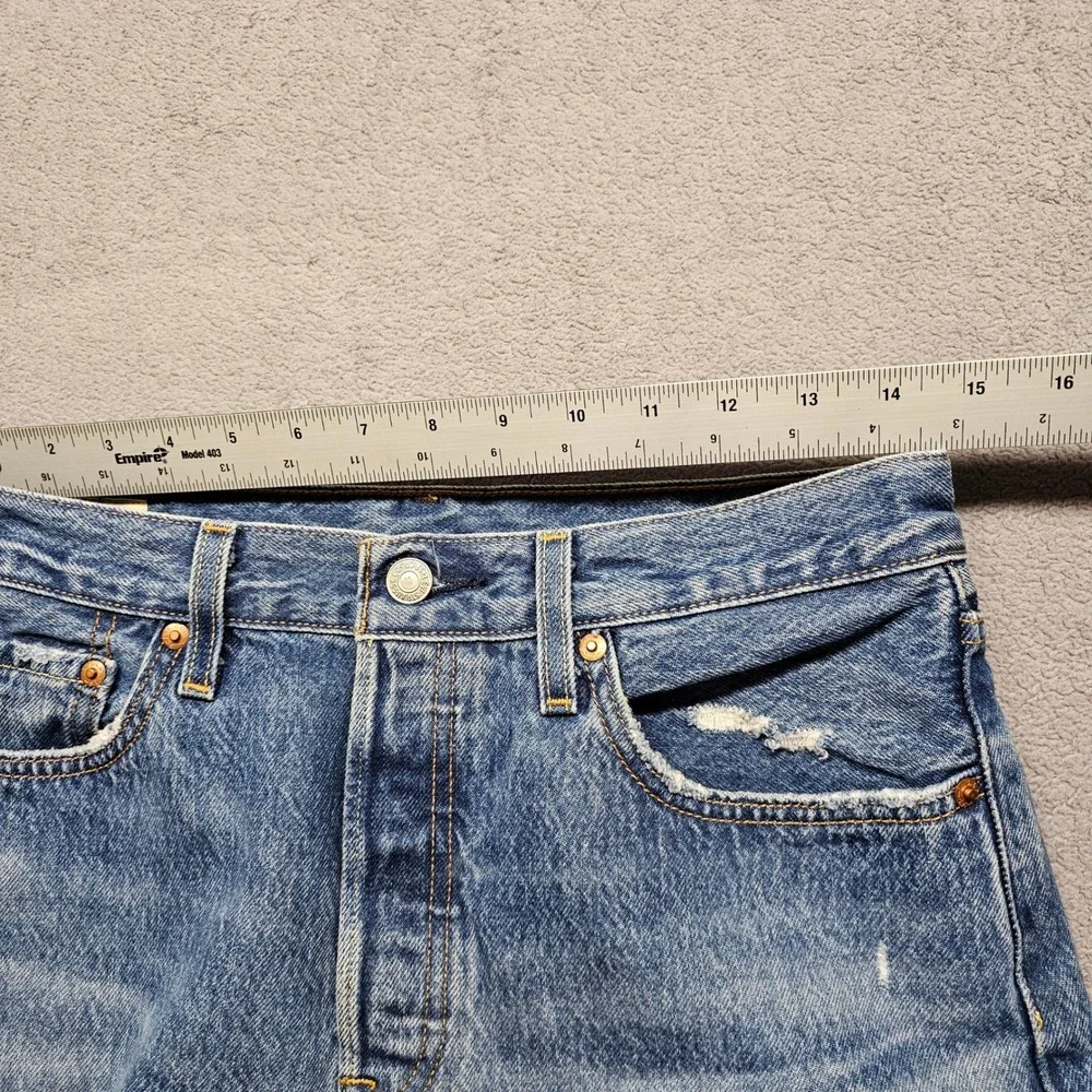 Levi's 501 Original Fit Jeans Mens 28x30 Blue Denim Medium Wash Faded Distressed
